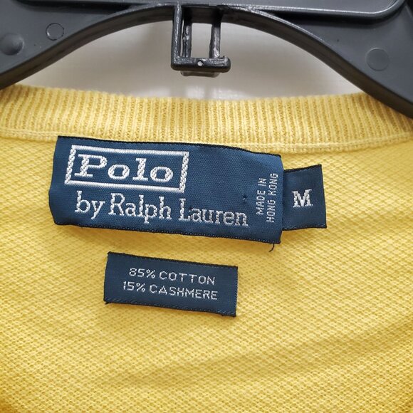 Polo by Ralph Lauren Men's Vintage Yellow Cashmere Blend V-Neck Sweater Size M - Picture 3 of 4